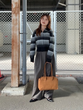 「アイテム（ボストンバッグ）」を使った、r i n k o さん（レディース・159cm）の秋コーディネート