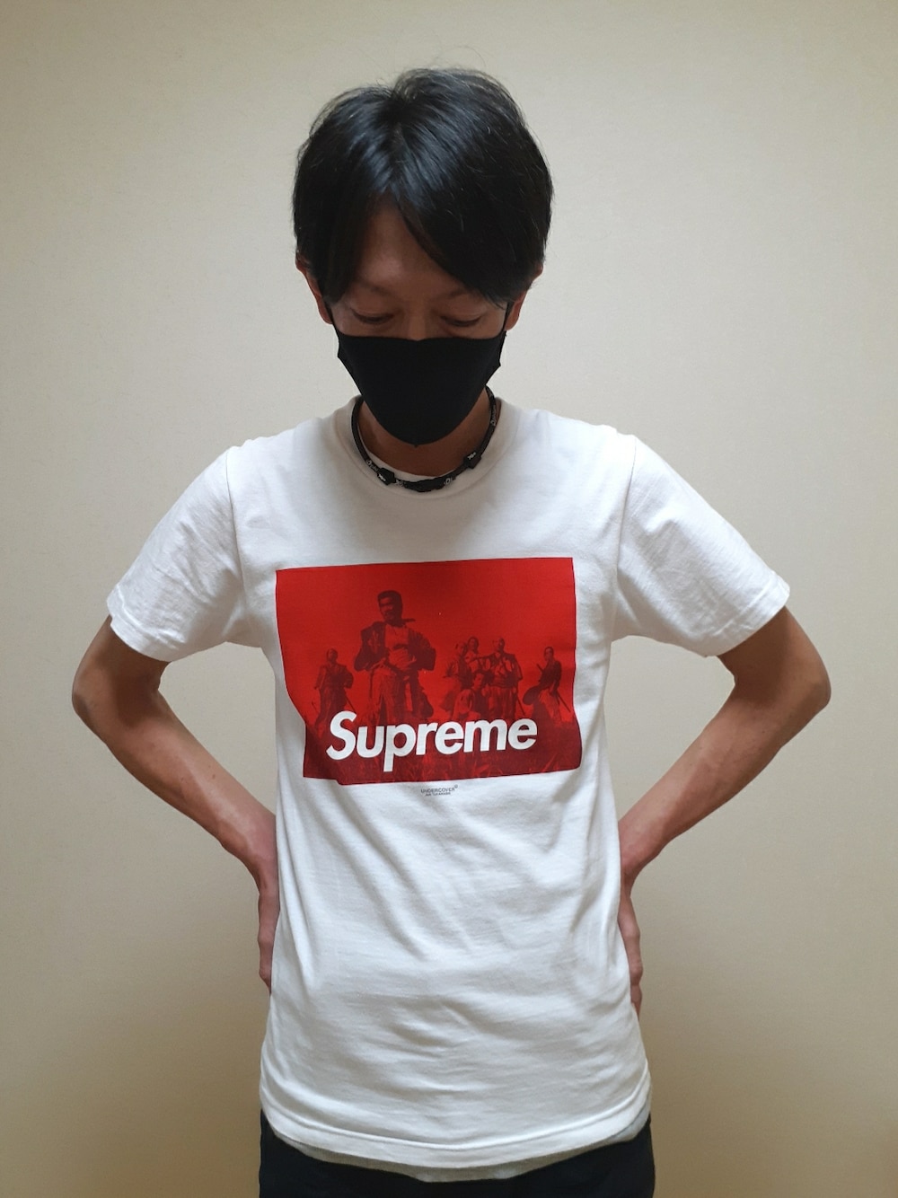 「Supreme、Seven Samurai、七人の侍、UNDER COVER」｜「Supreme のアイテム（Tシャツ/カットソー、ホワイト系）」を使った、Ta-ka-777さん（メンズ・173cm）の夏コーディネートの1枚目の写真