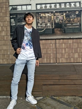 「semantic design（セマンティックデザイン）のアイテム（Tシャツ/カットソー）」を使った、ドラエモさん（メンズ・182cm）の秋コーディネート