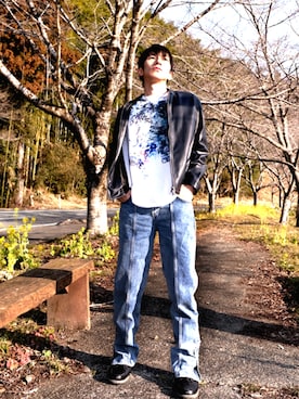 「semantic design（セマンティックデザイン）のアイテム（Tシャツ/カットソー）」を使った、ドラエモさん（メンズ・182cm）の春コーディネート