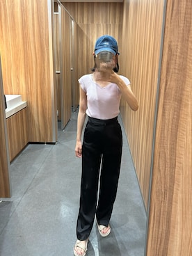 「MERCURYDUO（マーキュリーデュオ）のアイテム（ニット/セーター）」を使った、lemayuさん（レディース・156cm）の夏コーディネート