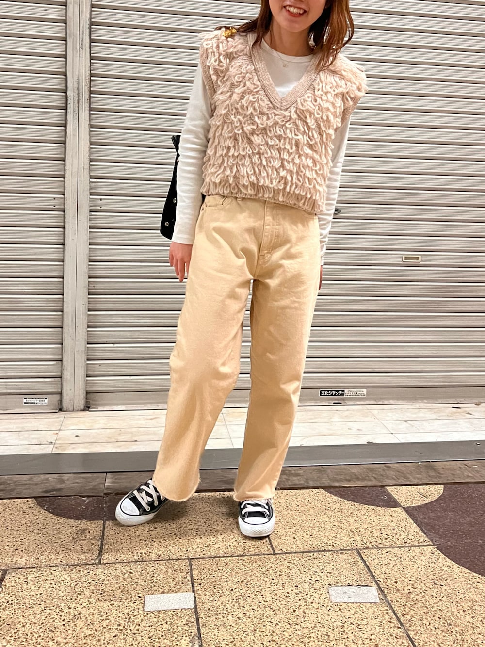 「低身長、春コーデ、ベージュコーデ、お出かけコーデ」｜「ENCのアイテム（その他トップス、ベージュ系）」を使った、AOI.さん（レディース・150cm）の春コーディネートの1枚目の写真