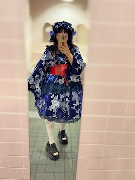 「アイテム（ヘアアクセサリー）」を使った、あかねさん（レディース・147cm）の夏コーディネート