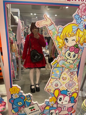 「白タイツ」｜「アイテム（ジャケット/アウター）」を使った、あかねさん（レディース・147cm）の冬コーディネート