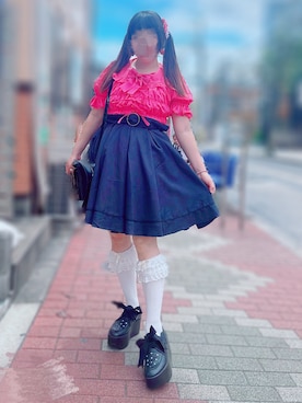 「アイテム（ヘアアクセサリー）」を使った、あかねさん（レディース・147cm）の夏コーディネート