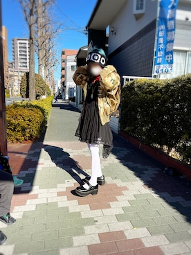 「アイテム（タイツ/ストッキング）」を使った、あかねさん（レディース・147cm）の冬コーディネート