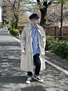 「はじめましてコーデ」｜「アイテム（トレンチコート）」を使った、Renさん（メンズ・172cm）の春コーディネート