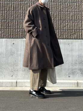 「CITEN（シテン）のアイテム（ステンカラーコート）」を使った、Renさん（メンズ・172cm）の秋コーディネート