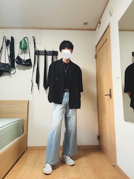 「アイテム（ジャケット/アウター）」を使った、Taaさん（メンズ・185cm）の夏コーディネート