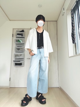 「CLEL（クレイル）の【CLEL】Air Cushion High Sole Sandal/エアークッション ハイソールサンダル（サンダル）」を使った、Taaさん（メンズ・185cm）の夏コーディネート