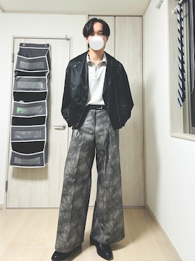 「アイテム（ライダースジャケット）」を使った、Taaさん（メンズ・185cm）の秋コーディネート