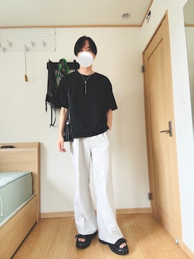 「アイテム（スラックス）」を使った、Taaさん（メンズ・185cm）の夏コーディネート
