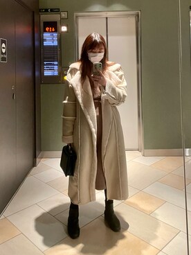 「jouetie（ジュエティ）のアイテム（ムートンコート）」を使った、うなぴさん（レディース・163cm）の冬コーディネート