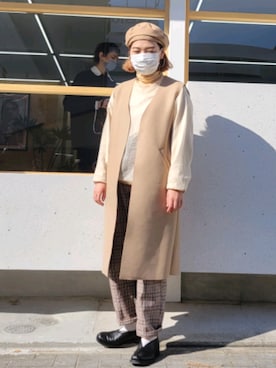 「DHOLIC（ディーホリック）のアイテム（ハンチング/ベレー帽）」を使った、kanabuuuuuuuunさん（レディース・159cm）の冬コーディネート