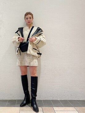 「ダズリン」｜「アイテム（ブルゾン）」を使った、AYU KAMEIさん（レディース・158cm）の冬コーディネート
