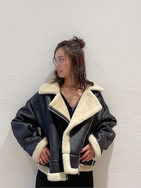 「ダズリン」｜「アイテム（ブルゾン）」を使った、AYU KAMEIさん（レディース・158cm）の秋コーディネート