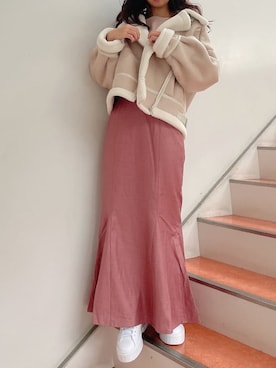 「ダズリン」｜「アイテム（ブルゾン）」を使った、AYU KAMEIさん（レディース・158cm）の秋コーディネート