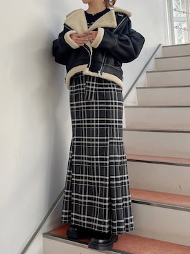 「dazzlin（ダズリン）のアイテム（ジャンパースカート）」を使った、AYU KAMEIさん（レディース・158cm）の冬コーディネート