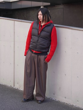 「MAISON SPECIAL（メゾンスペシャル）のアイテム（パンツ）」を使った、YUKIさん（メンズ・175cm）の冬コーディネート