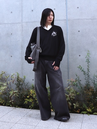 「BLAYMORE（ブレイモア）の【BLAYMORE】Waterlily V-neck Knit（ニット/セーター）」を使った、YUKIさん（メンズ・175cm）の秋コーディネート