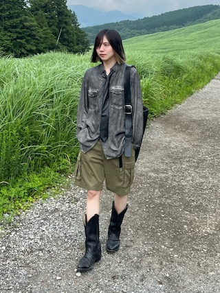 「BLAYMORE（ブレイモア）の【BLAYMORE】Over Dyed Big Shirt（シャツ/ブラウス）」を使った、YUKIさん（メンズ・175cm）の夏コーディネート