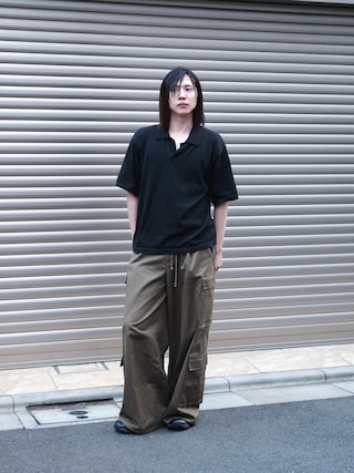 「BLAYMORE(ブレイモア)の【BLAYMORE】 String Cord Cargo Pant(カーゴパンツ)」を使った、YUKIさん(メンズ・175cm)の夏コーディネート