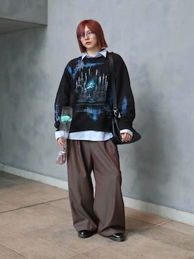 「アイテム（スラックス）」を使った、YUKIさん（メンズ・175cm）の秋コーディネート