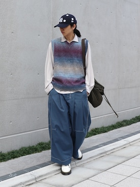 「SHINYAKOZUKA（シンヤコヅカ）のアイテム（カーゴパンツ）」を使った、YUKIさん（メンズ・175cm）の秋コーディネート