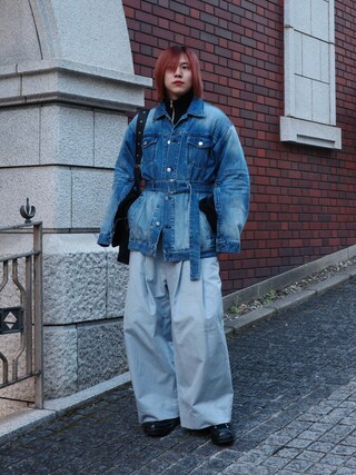 「BLAYMORE(ブレイモア)の【BLAYMORE】 Washed Denim Belted Jacket / リラックスシルエット デニムジャケット(デニムジャケット)」を使った、YUKIさん(メンズ・175cm)の冬コーディネート