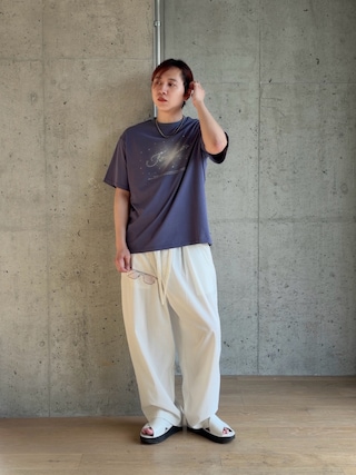 「my beautiful landlet(マイビューティフルランドレット)の【my beautiful landlet】 COHORUS RAMIE × SOLOTEX BACK WARP WIDE PANTS(その他パンツ)」を使った、YUKIさん(メンズ・175cm)の春コーディネート