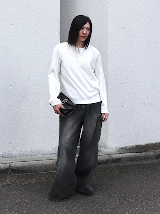 「CIYOT(シヨウト)の【CIYOT】テレコリブ コンパクトフィット ヘンリーネック長袖Tシャツ(Tシャツ/カットソー)」を使った、YUKIさん(メンズ・175cm)の秋コーディネート