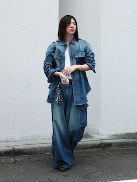 「Maison Margiela（メゾンマルジェラ）のMaison Margiela Denim Shirt "Vintage Medium Blue"（シャツ/ブラウス、ブルー系）」を使った、YUKIさん（メンズ・175cm）の秋コーディネート