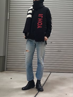 「Levi's（リーバイス）の501 66後期 32*30 76*94(裾上げ有)（デニムパンツ、ブルー系）」を使った、d_closet1989さん（メンズ・180cm）の冬コーディネート