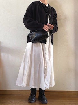 「BEAMS（ビームス）のアイテム（シャツワンピース）」を使った、mikaさん（レディース・158cm）の冬コーディネート