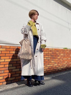 「RAY CASSIN（レイカズン）のアイテム（ステンカラーコート）」を使った、nimoさん（レディース・155cm）の冬コーディネート