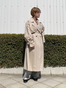 「レイカズン(Ray Cassin)」｜「アイテム（トレンチコート）」を使った、nimoさん（レディース・155cm）の春コーディネート