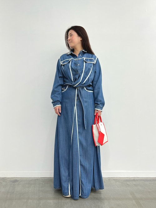 DIESEL（ディーゼル）の「レディース デニム マキシドレス 長袖 シャツ