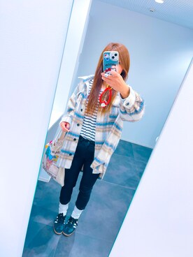 「アイテム（その他アウター、その他）」を使った、k___93mamさん（レディース・163cm）の秋コーディネート