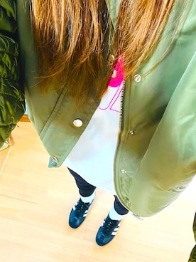「ラフコーデ」｜「アイテム（MA-1）」を使った、k___93mamさん（レディース・163cm）の冬コーディネート