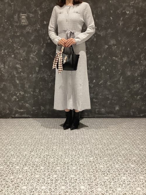 セール】2025秋冬新作 ツイードマーメイドニットワンピース