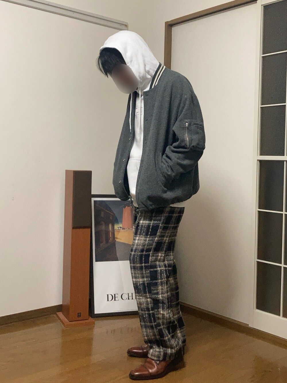 「ストリート、古着MIX、ストリートMIX、秋コーデ、秋冬コーデ、冬コーデ、HUF、休日コーデ、低身長、低身長男子、重ね着、レイヤード」｜「LANVIN collectionのアイテム（ドレスシューズ、ブラウン系）」を使った、ロロさん（メンズ・166cm）の秋コーディネートの1枚目の写真