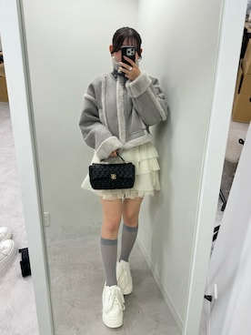 「one after another NICE CLAUP（ワンアフターアナザーナイスクラップ）のアイテム（ムートンコート）」を使った、わかなさん（レディース・160cm）の秋コーディネート