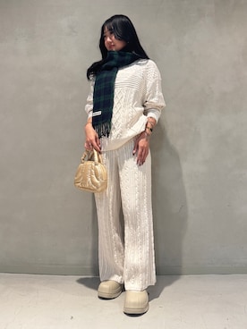 「ジョガーパンツ」｜「アイテム（パンツ、ホワイト系）」を使った、HNさん（レディース・158cm）の冬コーディネート