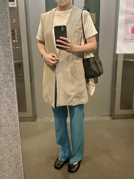 「FRAMeWORK（フレームワーク）のアイテム（ベスト）」を使った、ahiroさん（レディース・165cm）の夏コーディネート