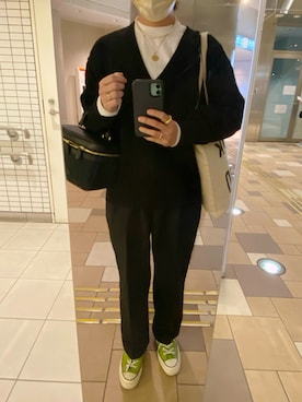 「チャックテイラー」｜「アイテム（スラックス）」を使った、ahiroさん（レディース・165cm）の秋コーディネート