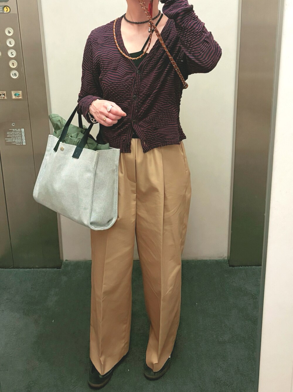 6（ロク）の「＜6(ROKU)＞COTTON MIX PATTERN BORDER CARDIGAN