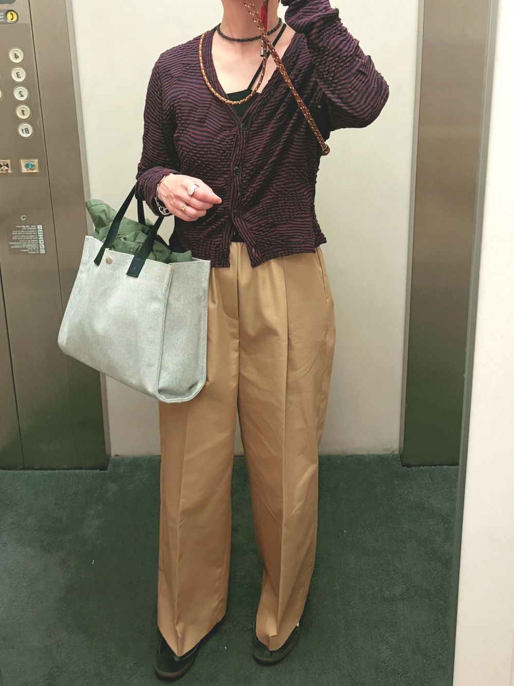 6（ロク）の「＜6(ROKU)＞COTTON MIX PATTERN BORDER CARDIGAN