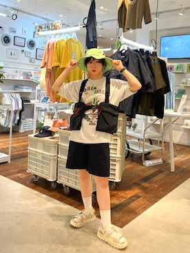 「ボーイッシュ」｜「アイテム（セットアップ）」を使った、光永さん（レディース・159cm）の夏コーディネート