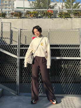 「Mayree（メイリー）のアイテム（パンツ）」を使った、光永さん（レディース・159cm）の秋コーディネート