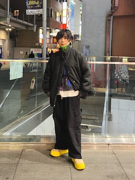 「ネオンカラー」｜「アイテム（ジャケット/アウター）」を使った、光永さん（レディース・159cm）の冬コーディネート